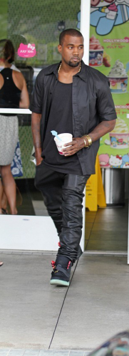 kanye west in leather pants